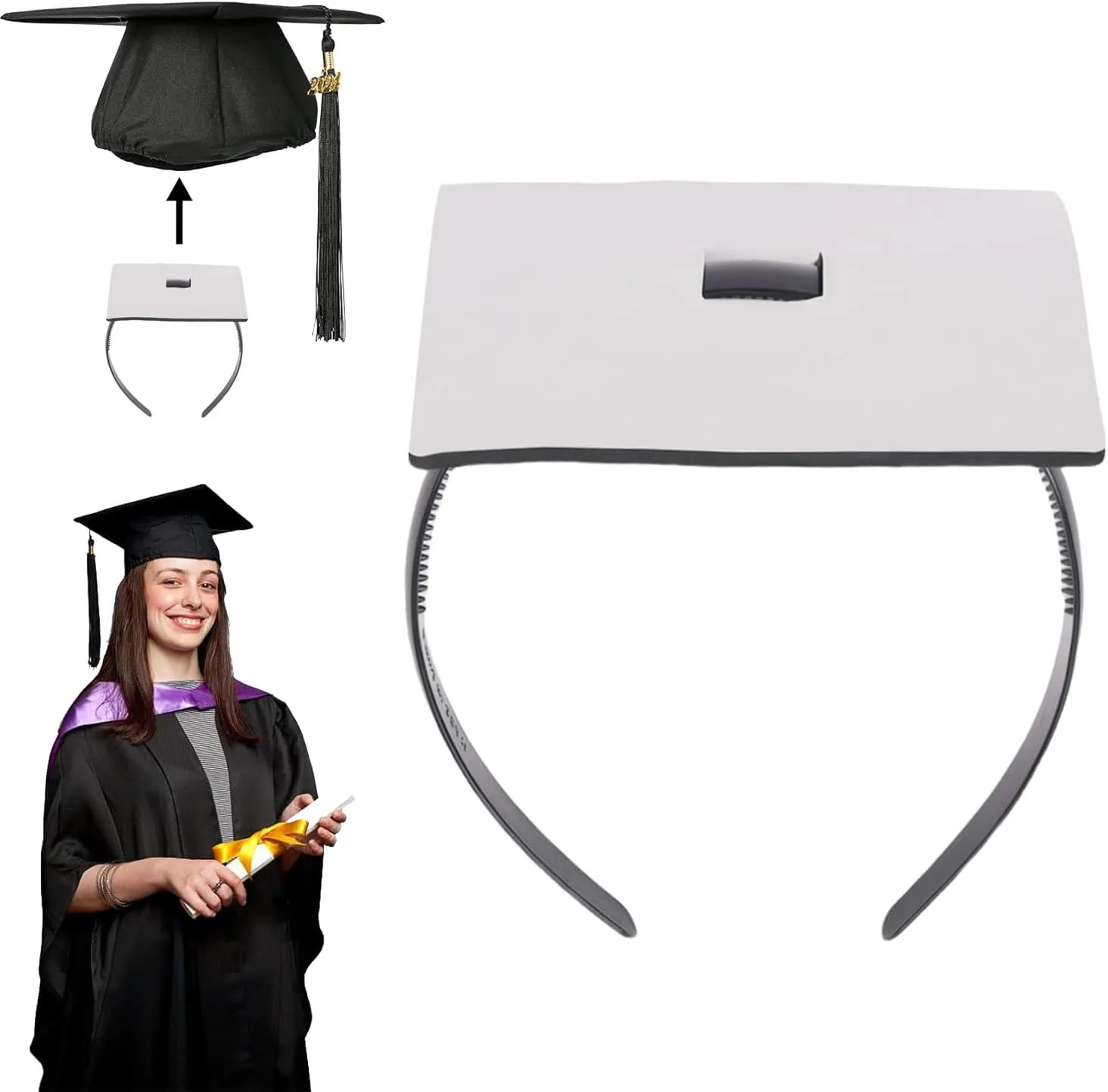 ZEYER Graduation Cap Headband Grad Caps Headband Insert, Adjustable, Secures Cap and Keeps Hairstyle,Hat Accessories