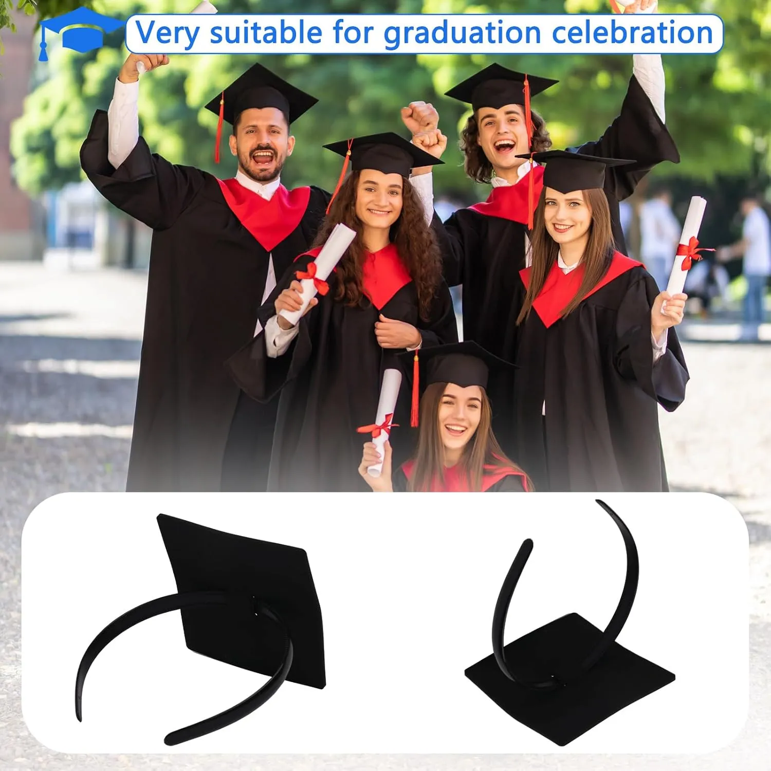 ZEYER Graduation Cap Headband Grad Caps Headband Insert, Adjustable, Secures Cap and Keeps Hairstyle,Hat Accessories